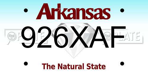 926XAF Arkansas License Plate
