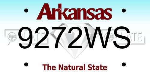 9272WS Arkansas License Plate