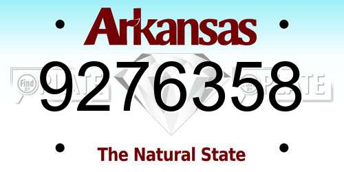 9276358 Arkansas License Plate