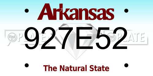 927E52 Arkansas License Plate