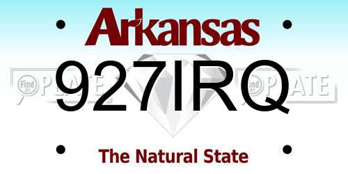 927IRQ Arkansas License Plate