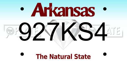 927KS4 Arkansas License Plate