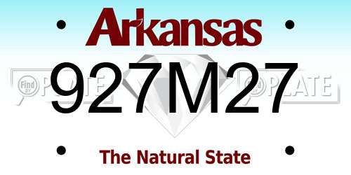 927M27 Arkansas License Plate
