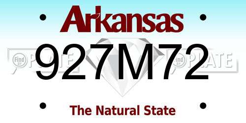 927M72 Arkansas License Plate