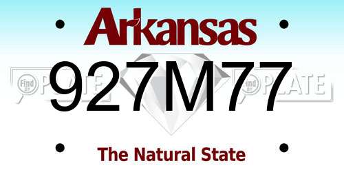 927M77 Arkansas License Plate