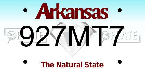 927MT7 Arkansas License Plate