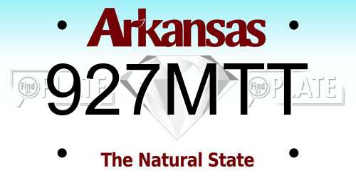 927MTT Arkansas License Plate