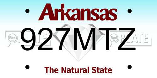 927MTZ Arkansas License Plate