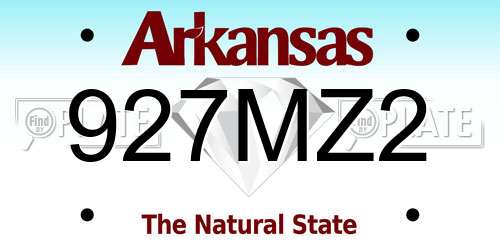 927MZ2 Arkansas License Plate