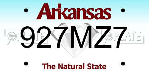 927MZ7 Arkansas License Plate