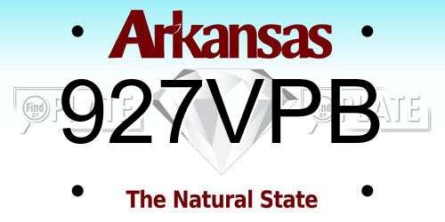 927VPB Arkansas License Plate
