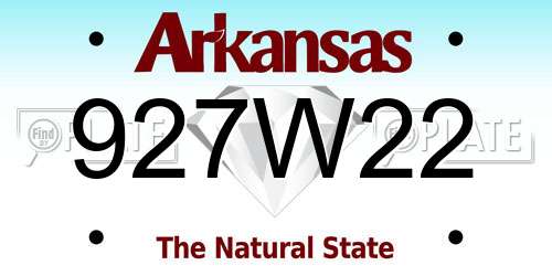 927W22 Arkansas License Plate