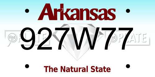 927W77 Arkansas License Plate
