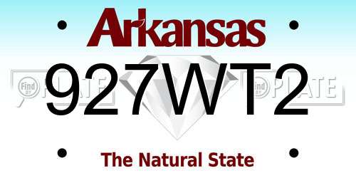 927WT2 Arkansas License Plate