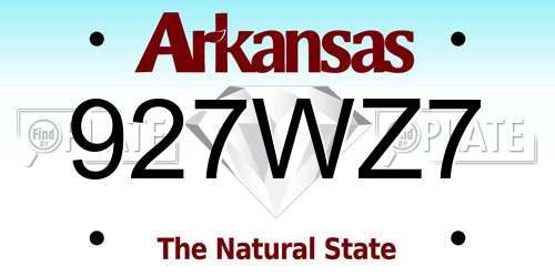 927WZ7 Arkansas License Plate