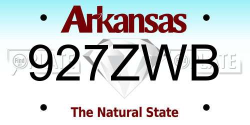 927ZWB Arkansas License Plate