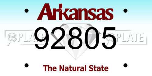 92805 Arkansas License Plate