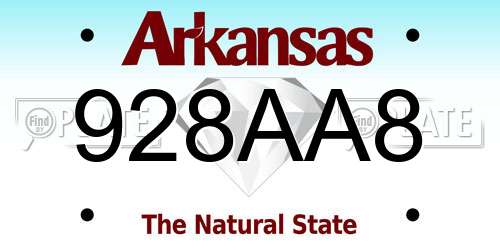 928AA8 Arkansas License Plate