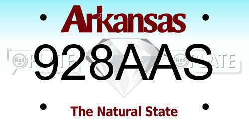 928AAS Arkansas License Plate