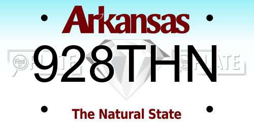 928THN Arkansas License Plate