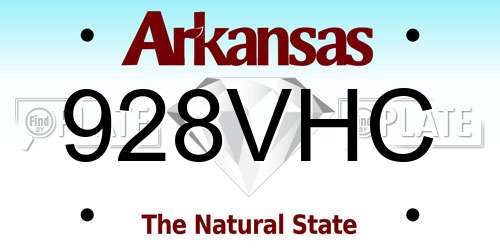 928VHC Arkansas License Plate
