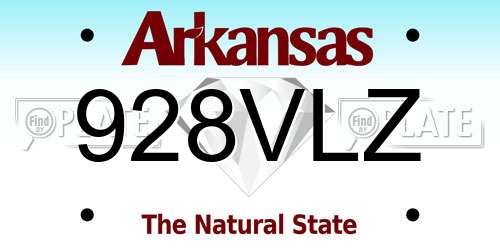 928VLZ Arkansas License Plate