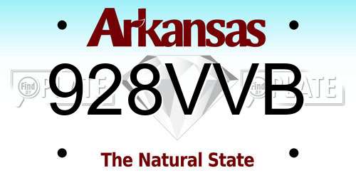 928VVB Arkansas License Plate