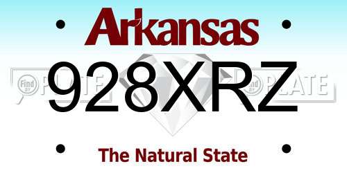 928XRZ Arkansas License Plate