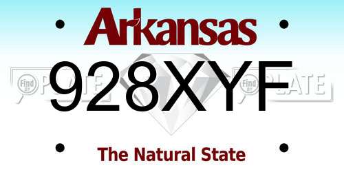 928XYF Arkansas License Plate