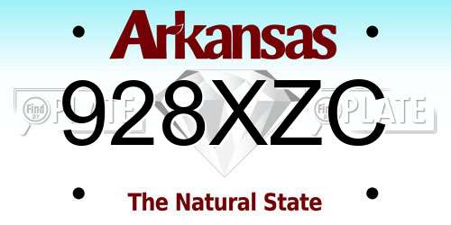 928XZC Arkansas License Plate