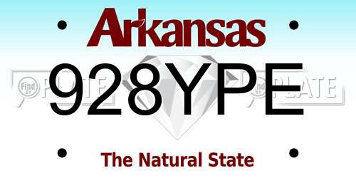 928YPE Arkansas License Plate