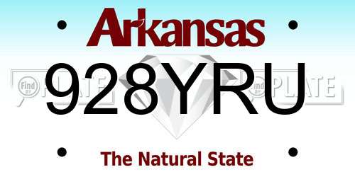 928YRU Arkansas License Plate