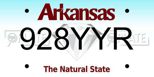 928YYR Arkansas License Plate