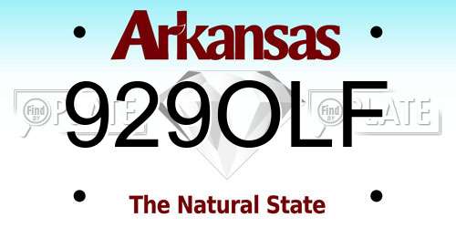 929OLF Arkansas License Plate