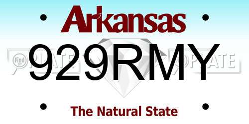 929RMY Arkansas License Plate