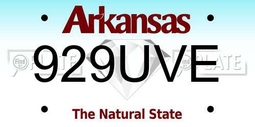 929UVE Arkansas License Plate