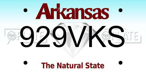 929VKS Arkansas License Plate
