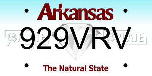 929VRV Arkansas License Plate
