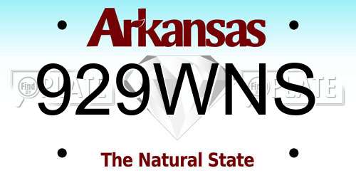 929WNS Arkansas License Plate