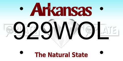 929WOL Arkansas License Plate