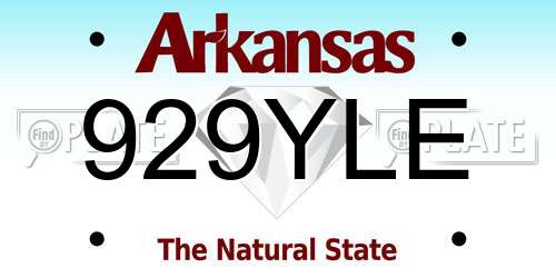 929YLE Arkansas License Plate