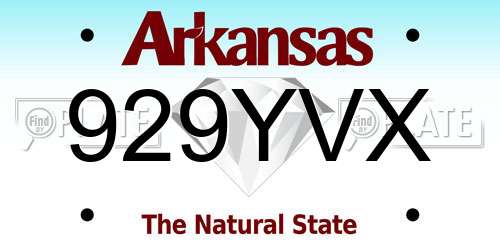 929YVX Arkansas License Plate