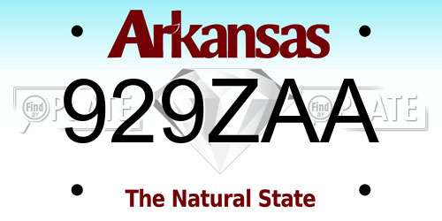 929ZAA Arkansas License Plate