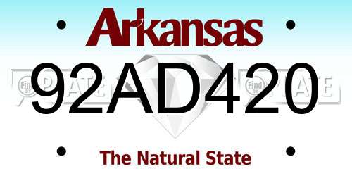 92AD420 Arkansas License Plate