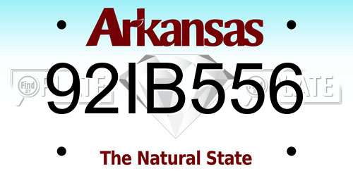 92IB556 Arkansas License Plate