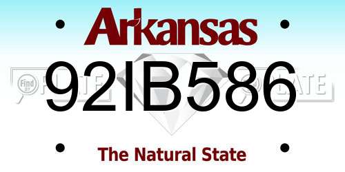 92IB586 Arkansas License Plate