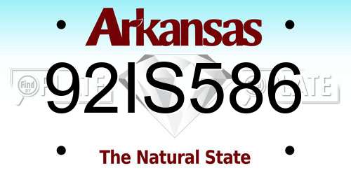92IS586 Arkansas License Plate