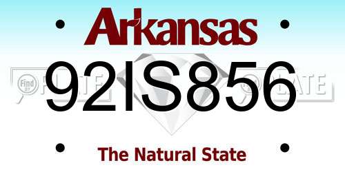 92IS856 Arkansas License Plate
