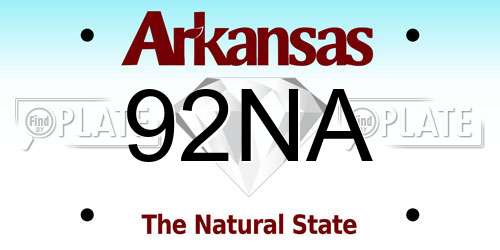 92NA Arkansas License Plate