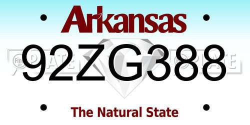 92ZG388 Arkansas License Plate